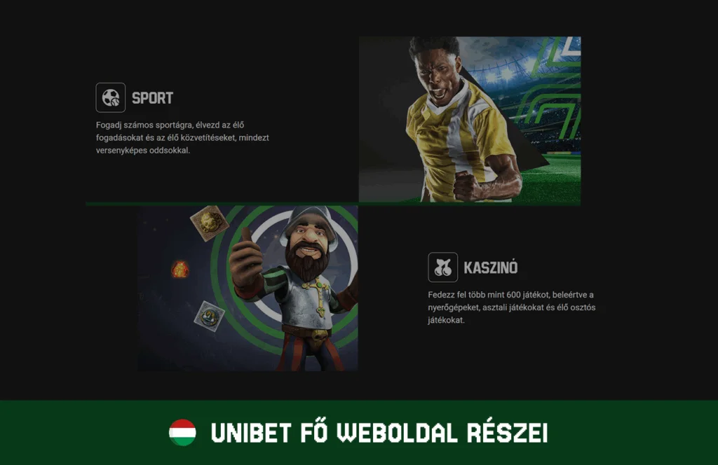 Unibet szekciók